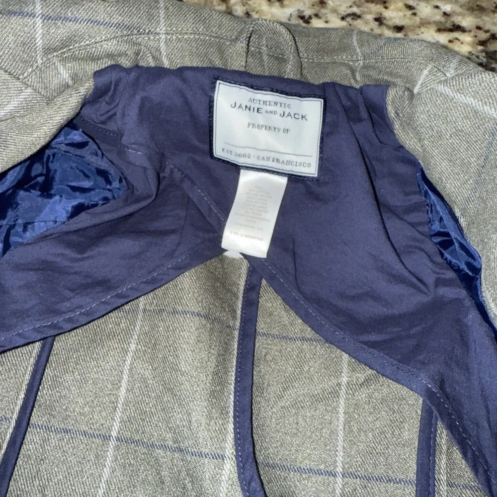 Janie and Jack Boys Blazer Size 6-12 Months Plaid Sport Coat Wedding Easter 4464